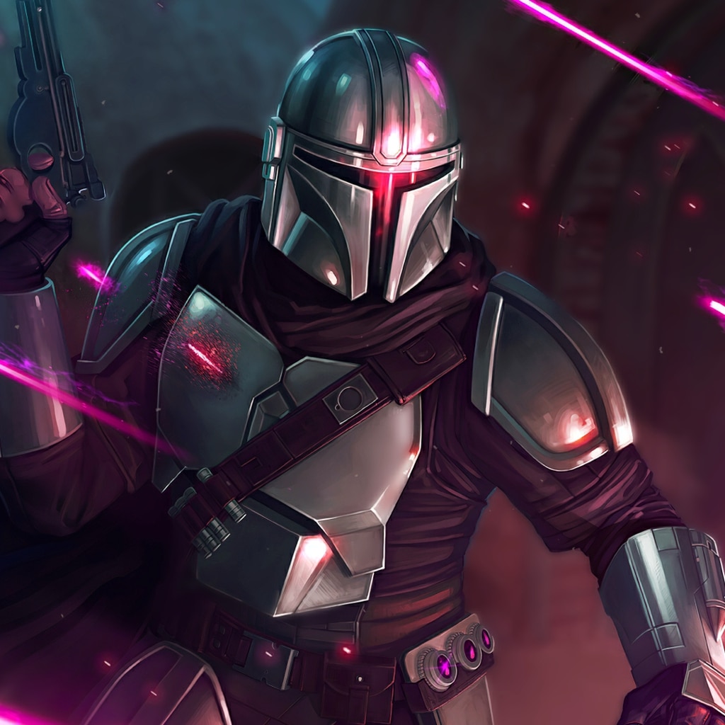 Mandalorian Neon Wallpaper 4K - Star Wars