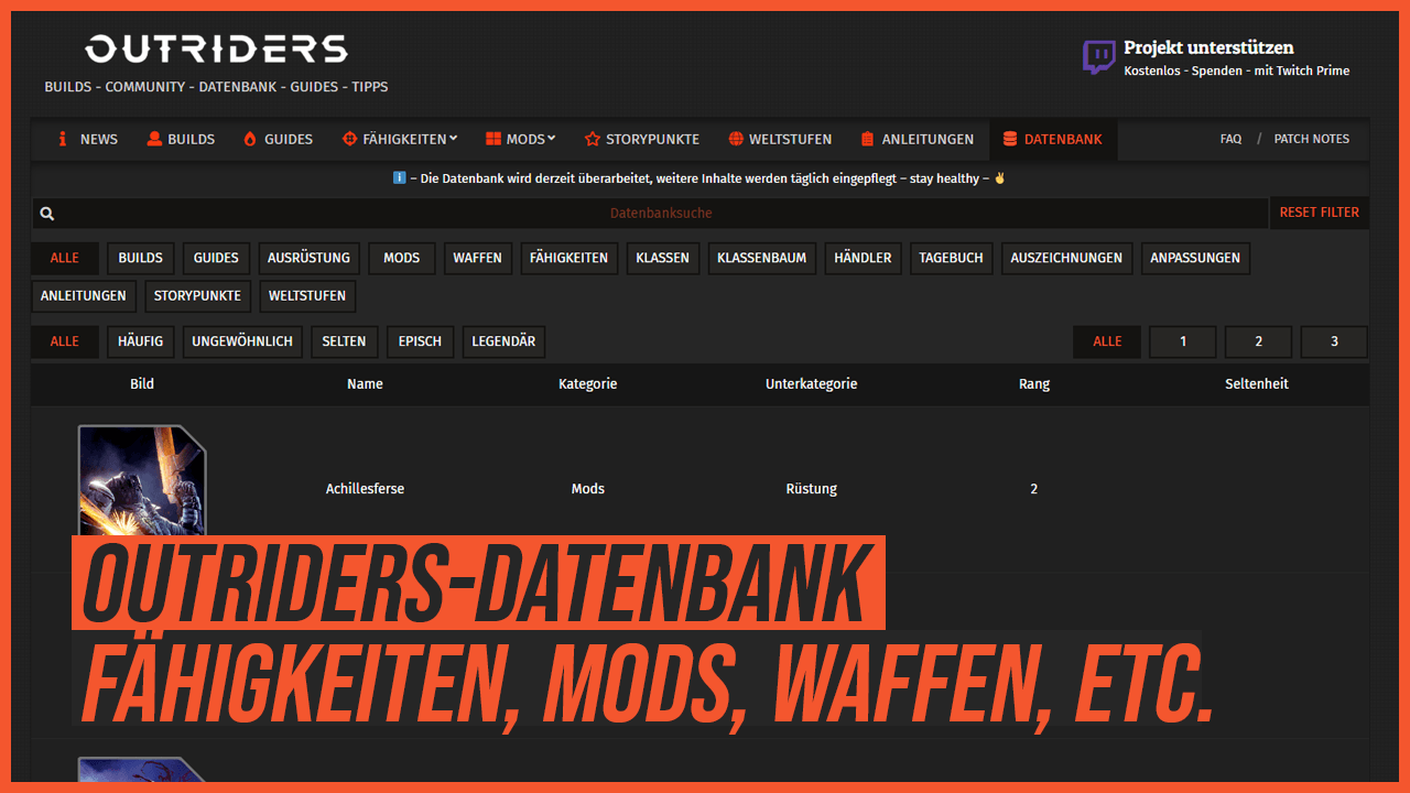 Outriders Datenbank - Fhigkeiten, Mods, Waffen, uvm. image 1