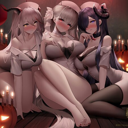 Azur Lane Halloween 2021 loading screen - Ägir x Formidable x August v. Parseval