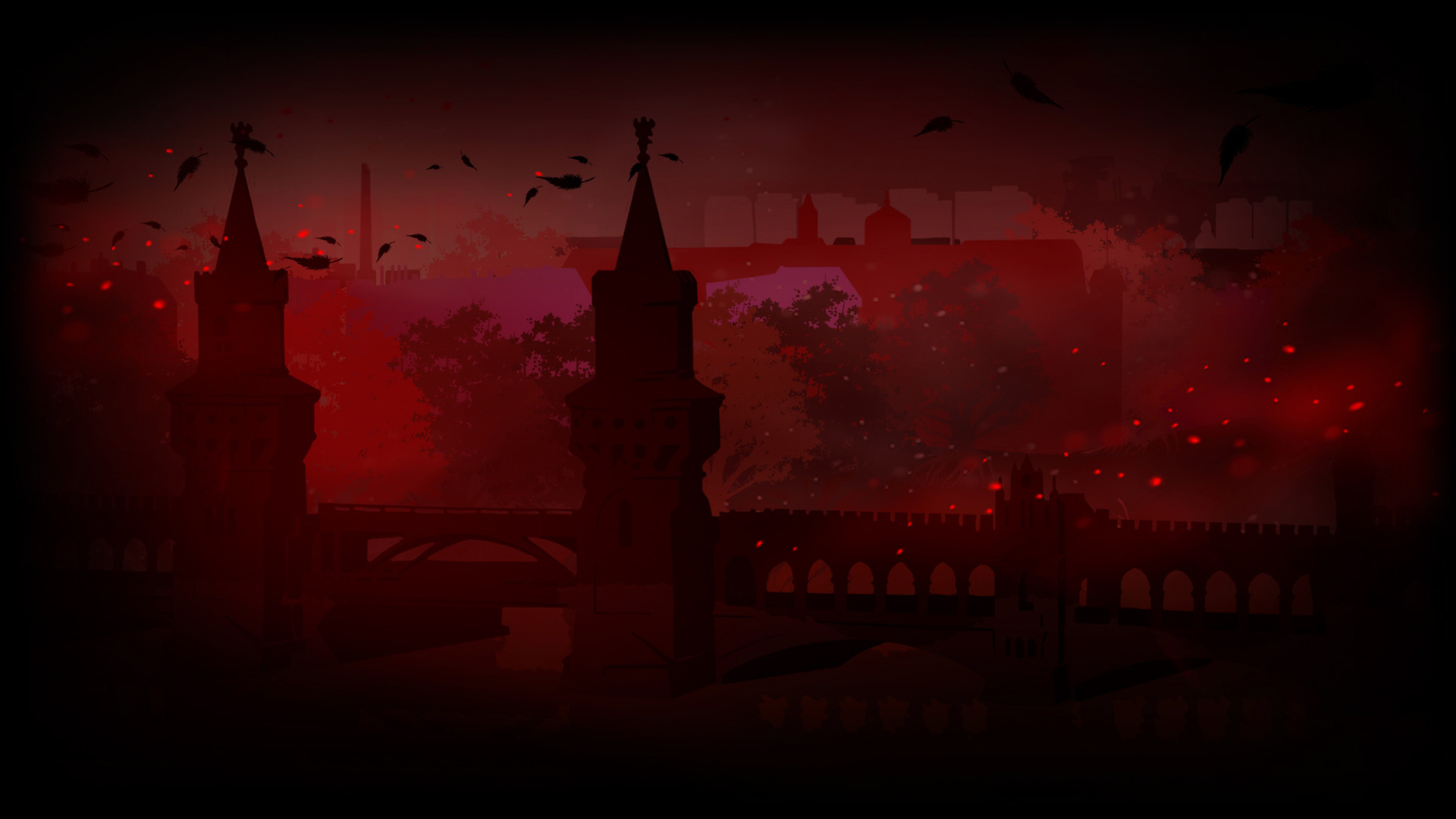 Красивые фоны для стима. Чёрно красный замок. Красный город. Замок в черно красных тонах. Красный игровой фон.