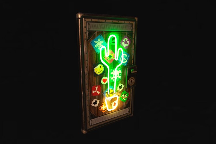 Neon Cactus Metal Door - image 2