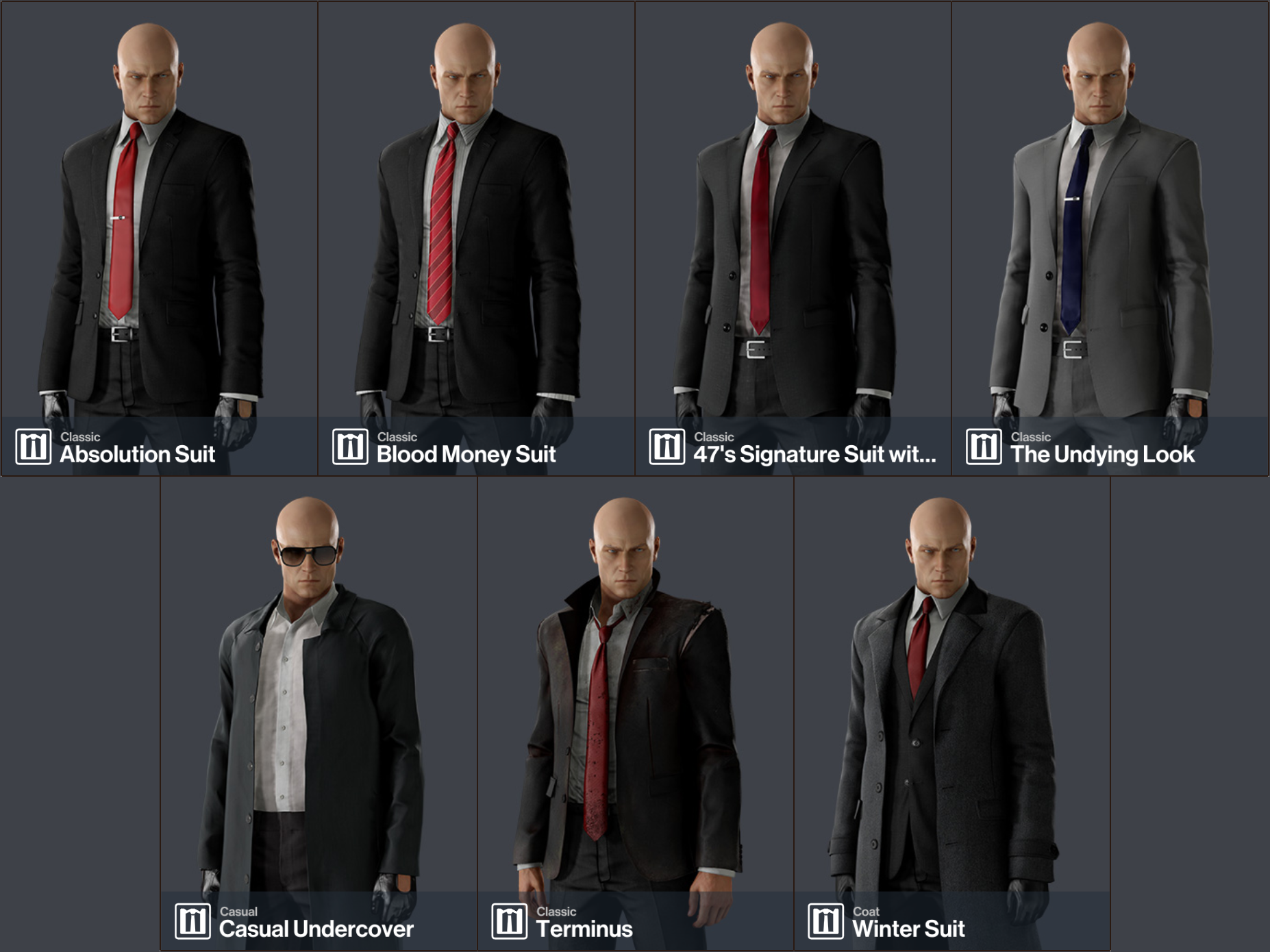 Hitman 3 47 signature suit with gloves