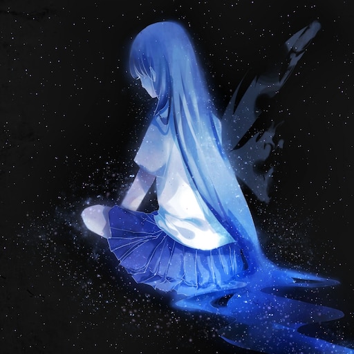 Steam Workshop::anime girl sitting lonely back view space particle