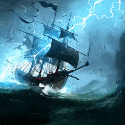 Pirate ship in a storm