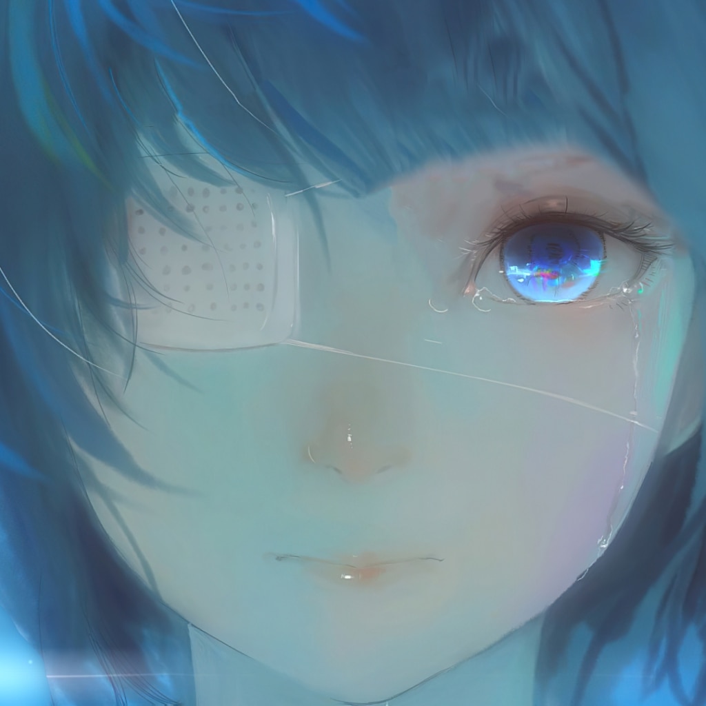 Girl Eyepatch Crying [4K]