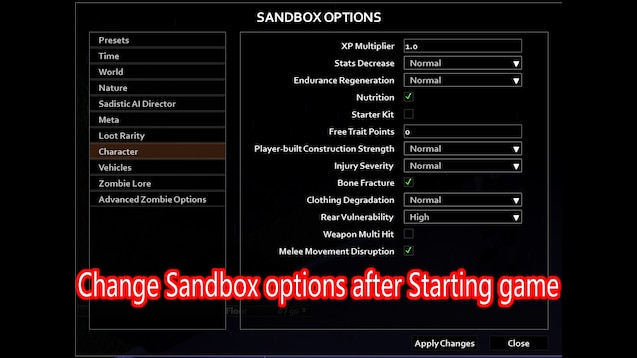 Project Zomboid: How to Configure Sandbox Settings