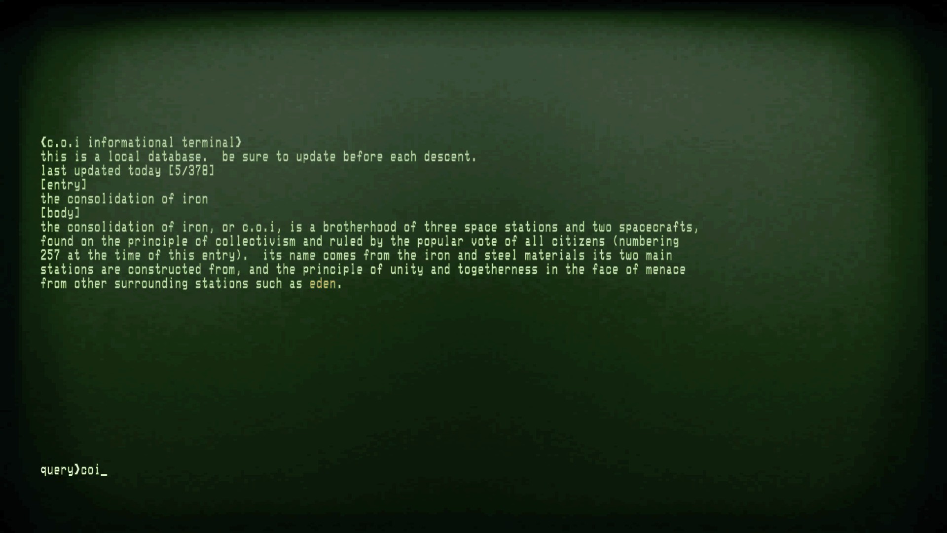 Game Lore -- The C.O.I Informational Terminal Commands image 5