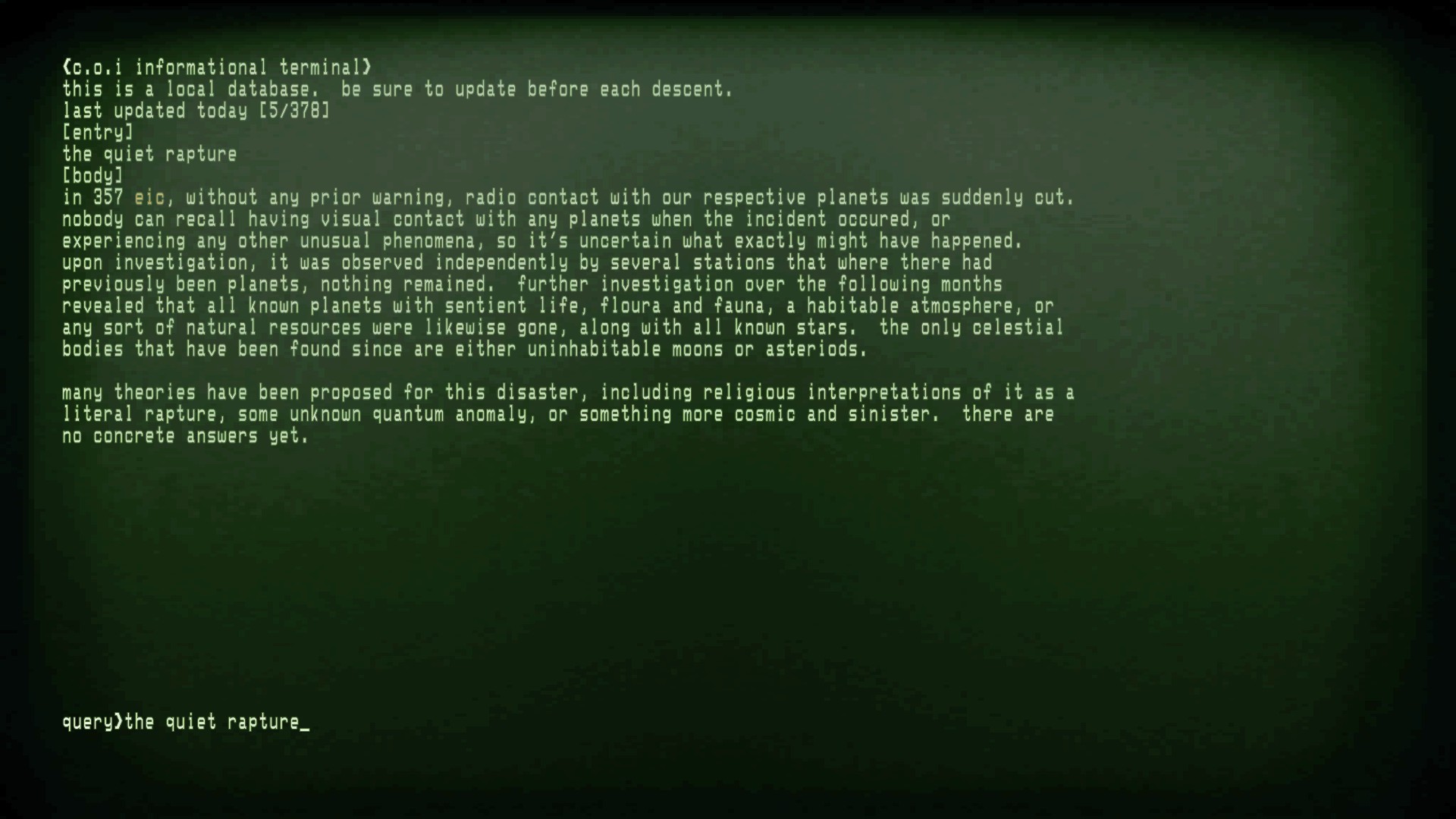 Game Lore -- The C.O.I Informational Terminal Commands image 9