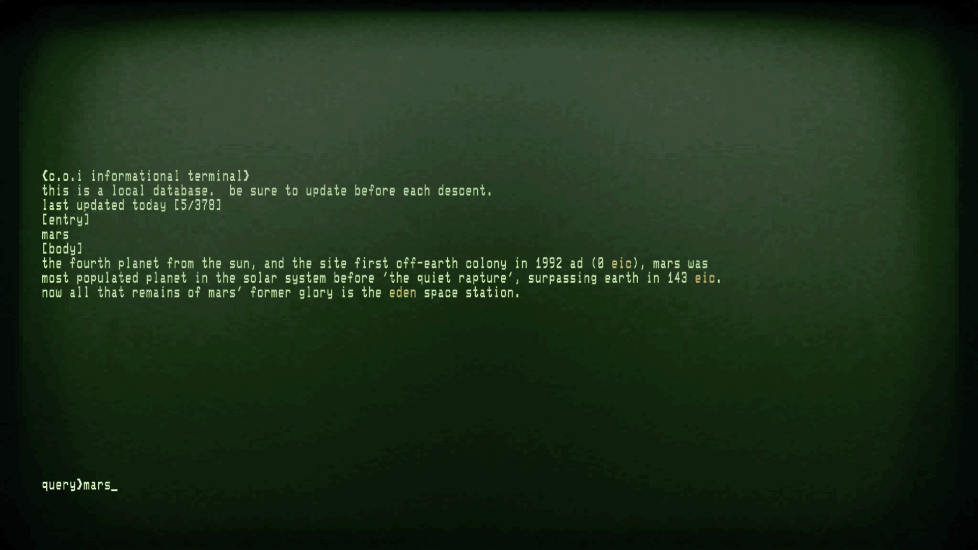 Game Lore -- The C.O.I Informational Terminal Commands image 13