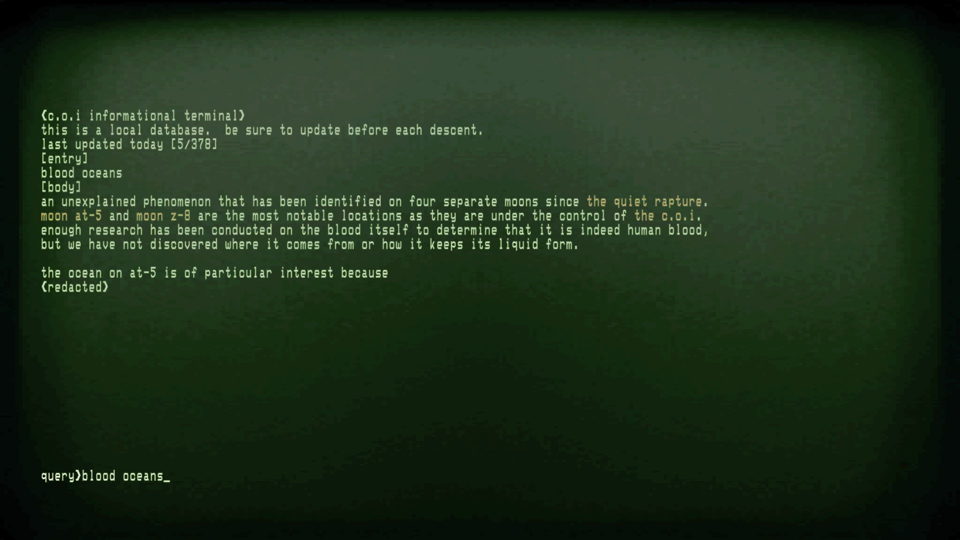 Game Lore -- The C.O.I Informational Terminal Commands image 29