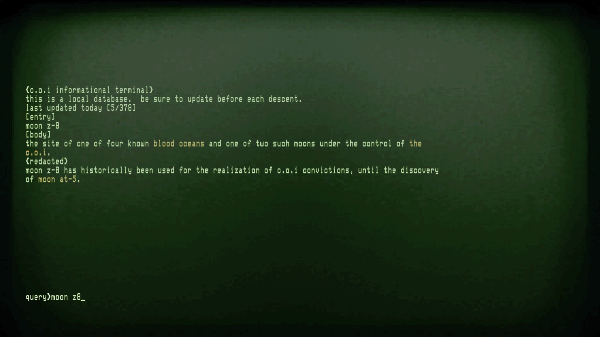 Game Lore -- The C.O.I Informational Terminal Commands image 33