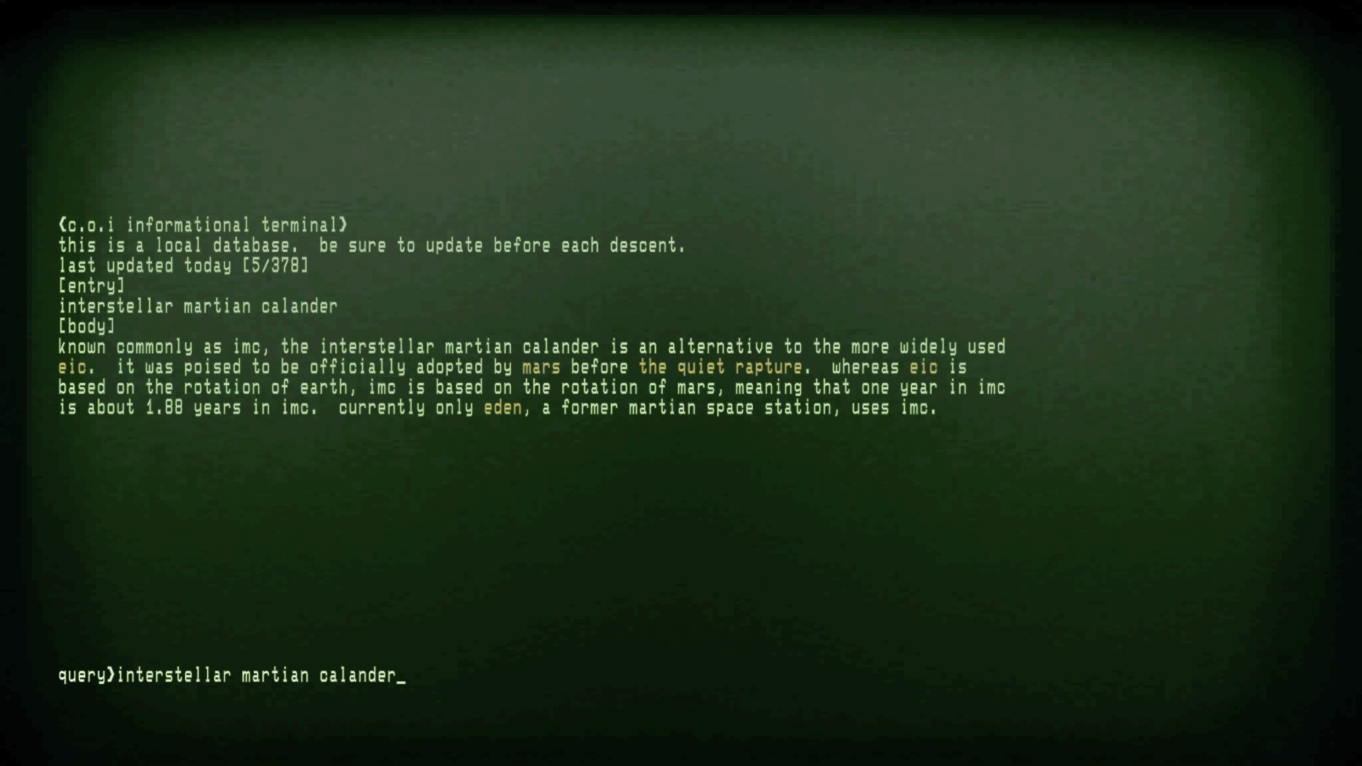 Game Lore -- The C.O.I Informational Terminal Commands image 15