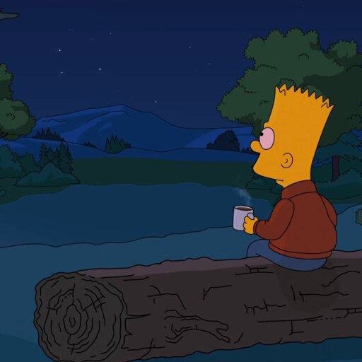 Bart Simpson Sad Watching the Sky · Creative Fabrica