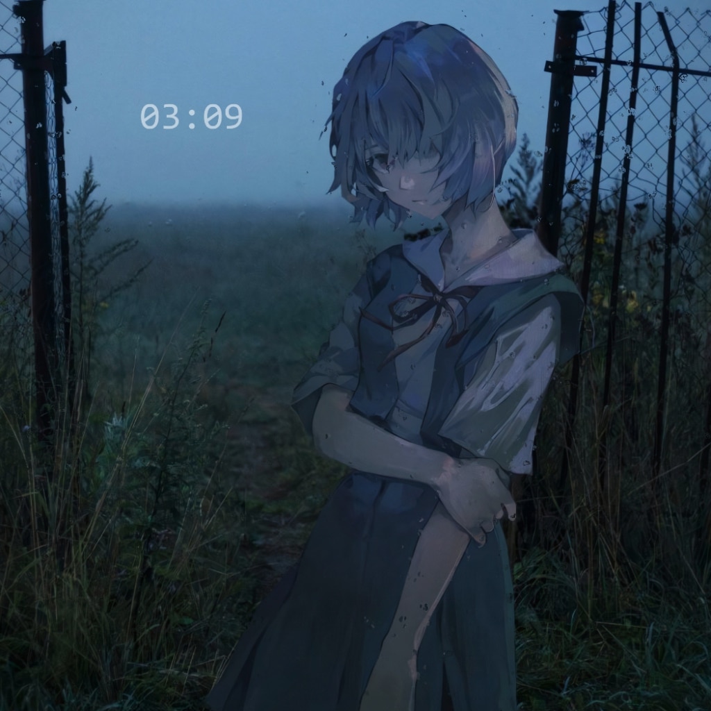 Rei Ayanami Rain 4k