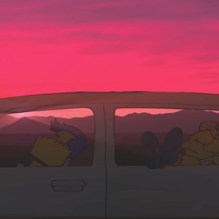 Bart on the Road - A Simpsonwave Background