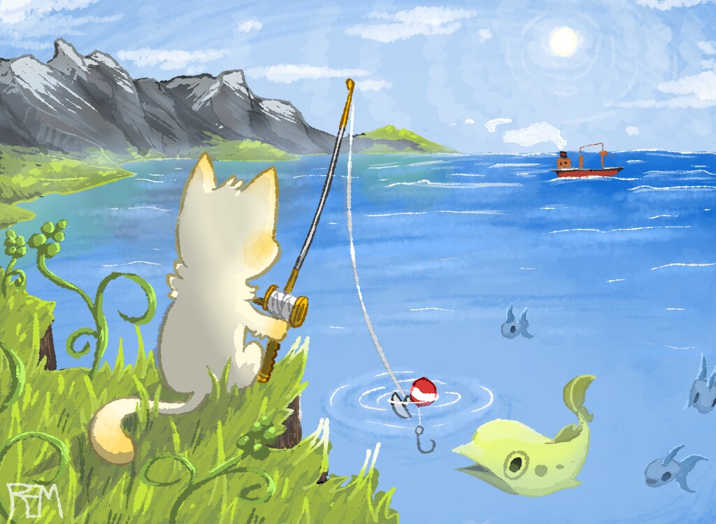 Tetra cat goes outlet fishing