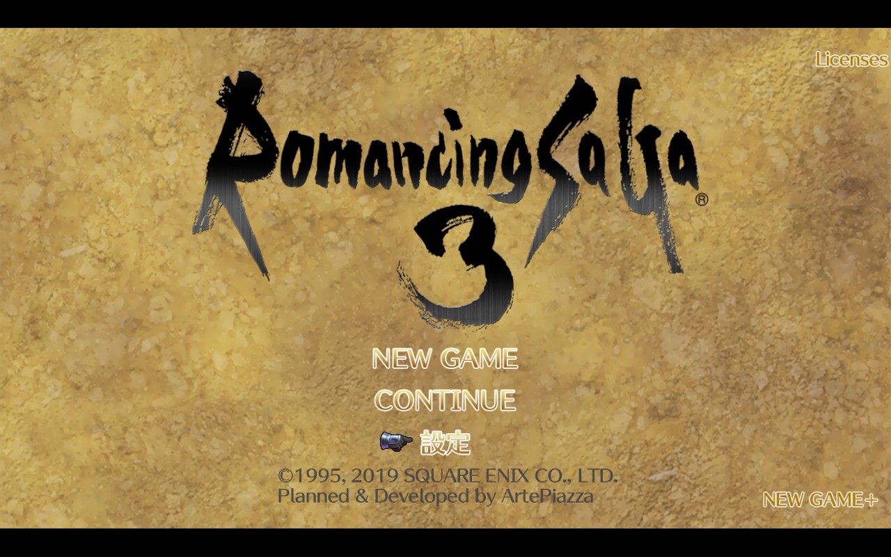 Title screen showing New Game, Continue, and...