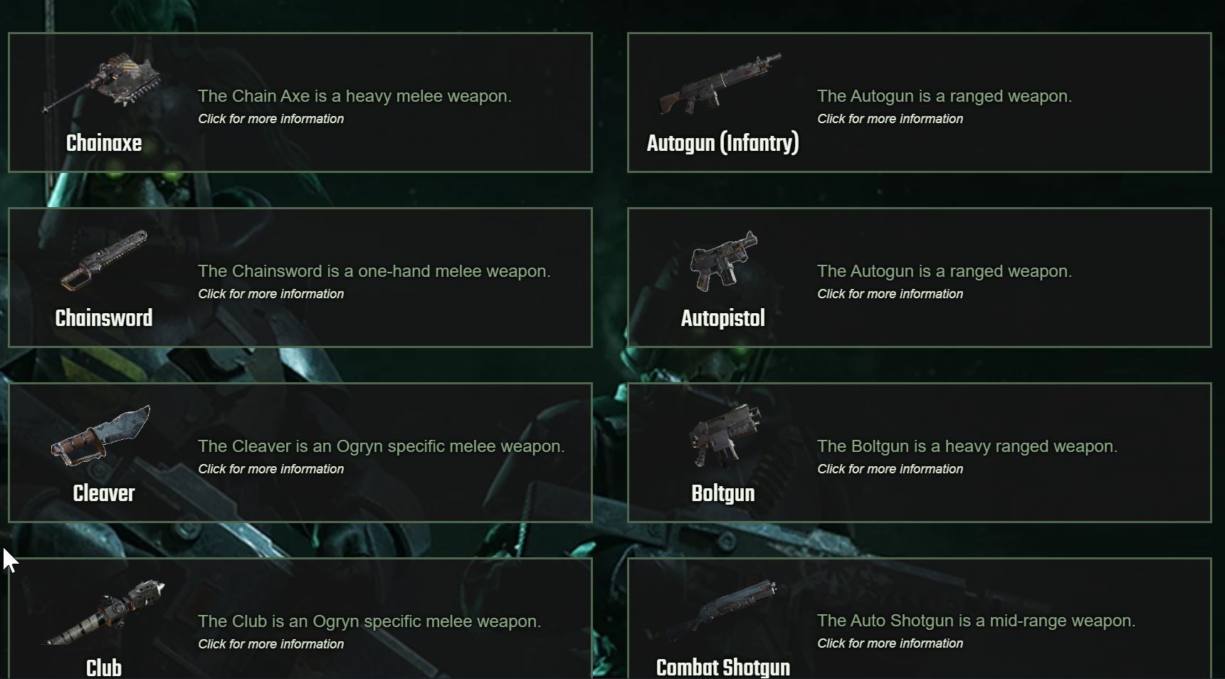 Weapons List for Darktide image 1