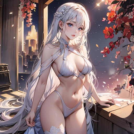 Steam Workshop anime girl lingerie white clothes white hair