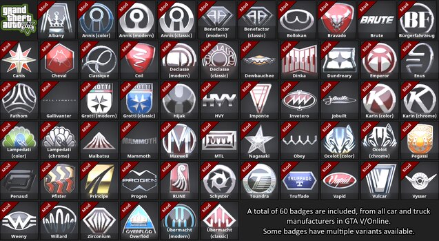 Steam 创意工坊::GTA V/Online manufacturer badges