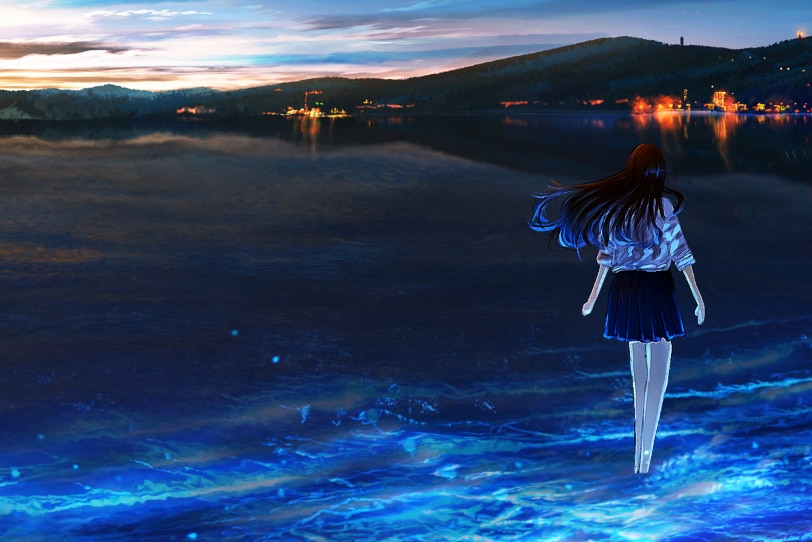 Anime Girl in Gradient Evening Ocean Wallpaper, HD Anime 4K Wallpapers,  Images and Background - Wallpapers Den