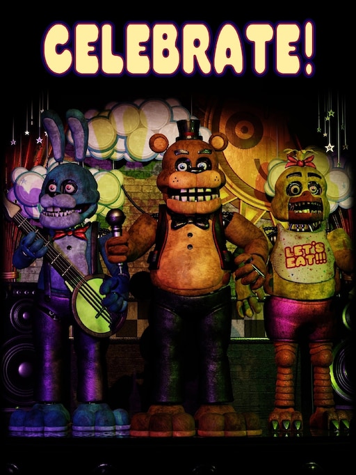 An image of the poster. It is just as it appears in the first game, with  Freddy, Chica, and Bonnie on stage and …