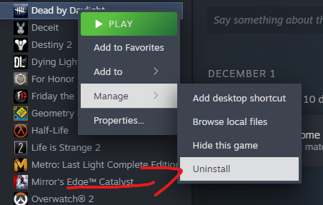 Steam Community :: Guide :: How to uninstall dead by daylight