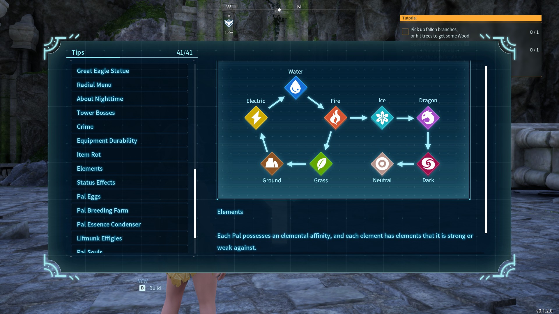 Elemental weaknesses and resistances are important in this game; weaknesses are particularly important, as the damage is very, very high.The chart is pretty simple – most types have one weakness and one element whose type they exploit. Normal type pals are the worst, as they are vulnerable to dark and nothing is resistant to them.Note that Pals are resistant both to their own element type, as well as the element type that they exploit.Pals gain a 20% damage bonus if they are using an attack of the same type as what they are, but they deal double damage if they are using an element type that they exploit – as such, exploiting elements is more important than matching element types, but it is best to do both.You might think that Fire pals are the best pals – they have only one weakness, but are good against two kinds of pals. This is sort of true, but it is worth noting that there are extensive areas late in the game that are full of fire Pals, where these Pals are not particularly great offensively – though there are also late-game ice areas, where they are excellent.Having a variety of Pal types – and a variety of attack types – is helpful for making tough fights easier, especially as the game goes on towards the end and you can no longer simply outlevel threats. Exploiting the vulnerabilities of the final boss in the game is almost essential.Note also that Pals of different types also often have different affinities - for instance, fire pals almost always have kindling, the ability to cook food or smelt iron, while grass pals almost always have planting, and water pals watering. This makes having a variety of different Pal types very important for manning your base as well - however, not all pals are restricted to a single type of work, and some are more versatile.