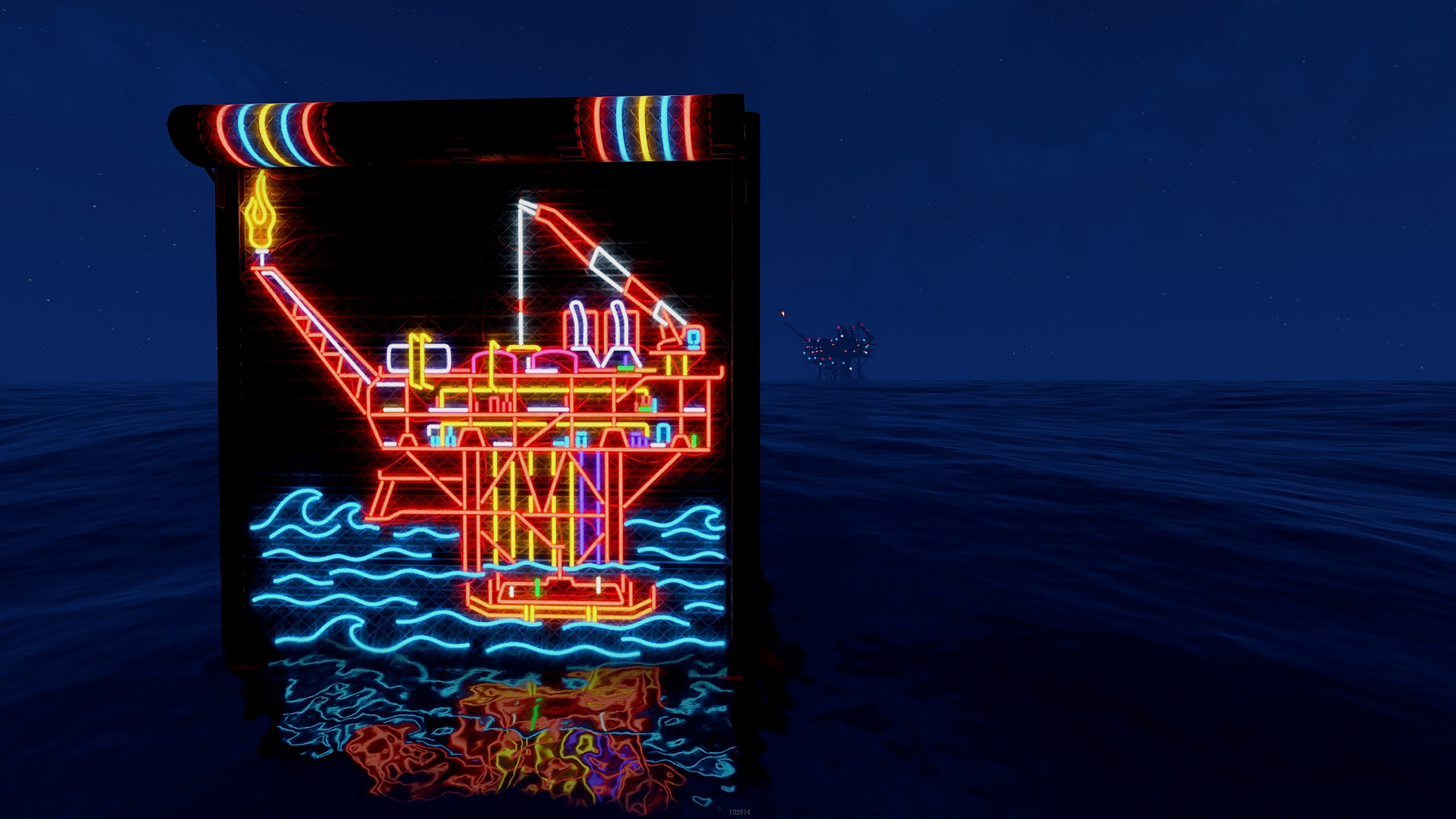 Neon Oil Rig Garage Door thumbnail 3