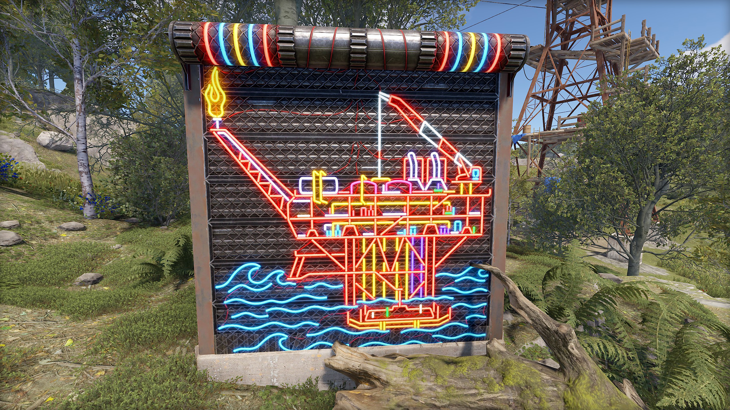 Neon Oil Rig Garage Door thumbnail 2