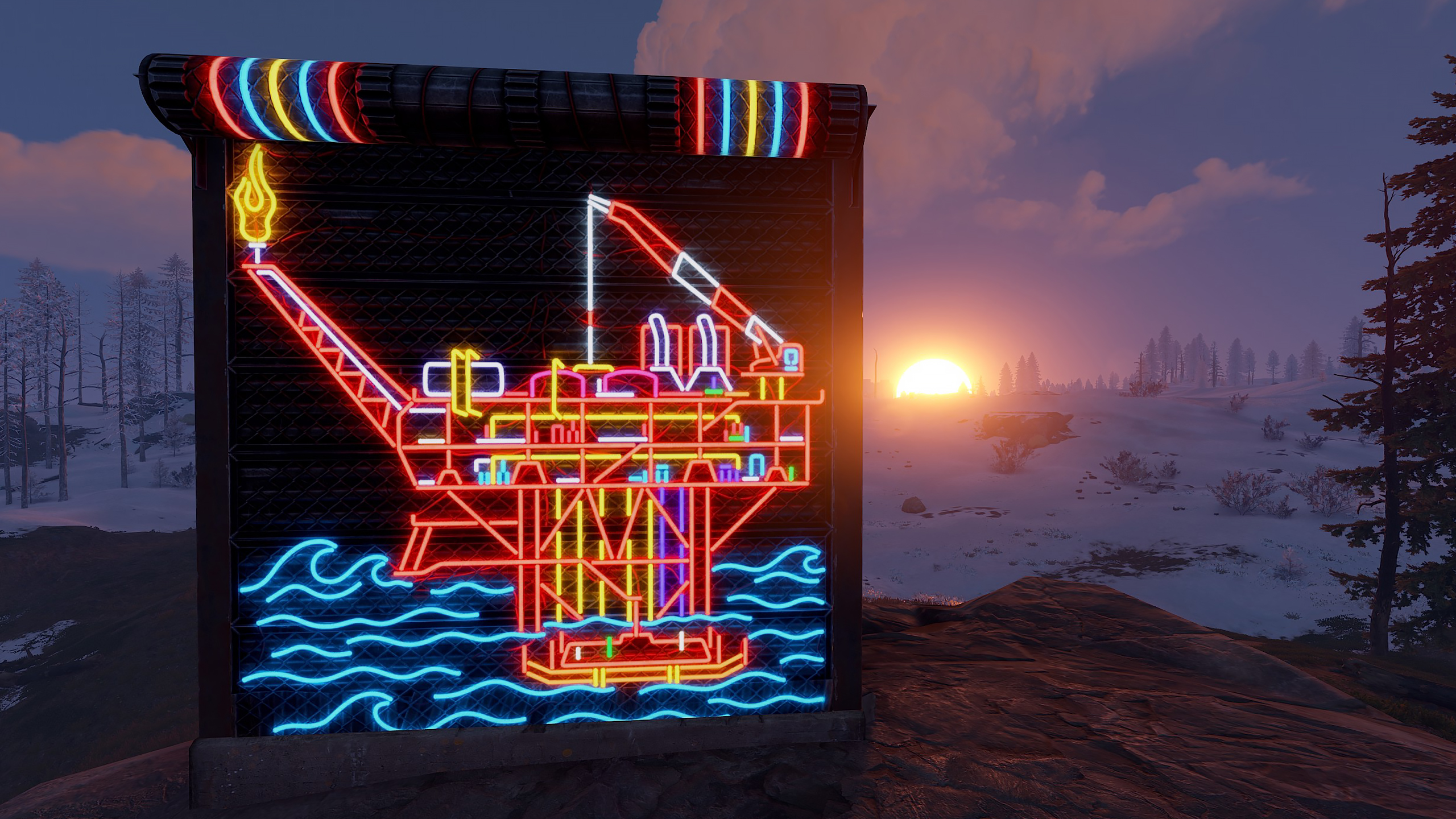 Neon Oil Rig Garage Door thumbnail 4