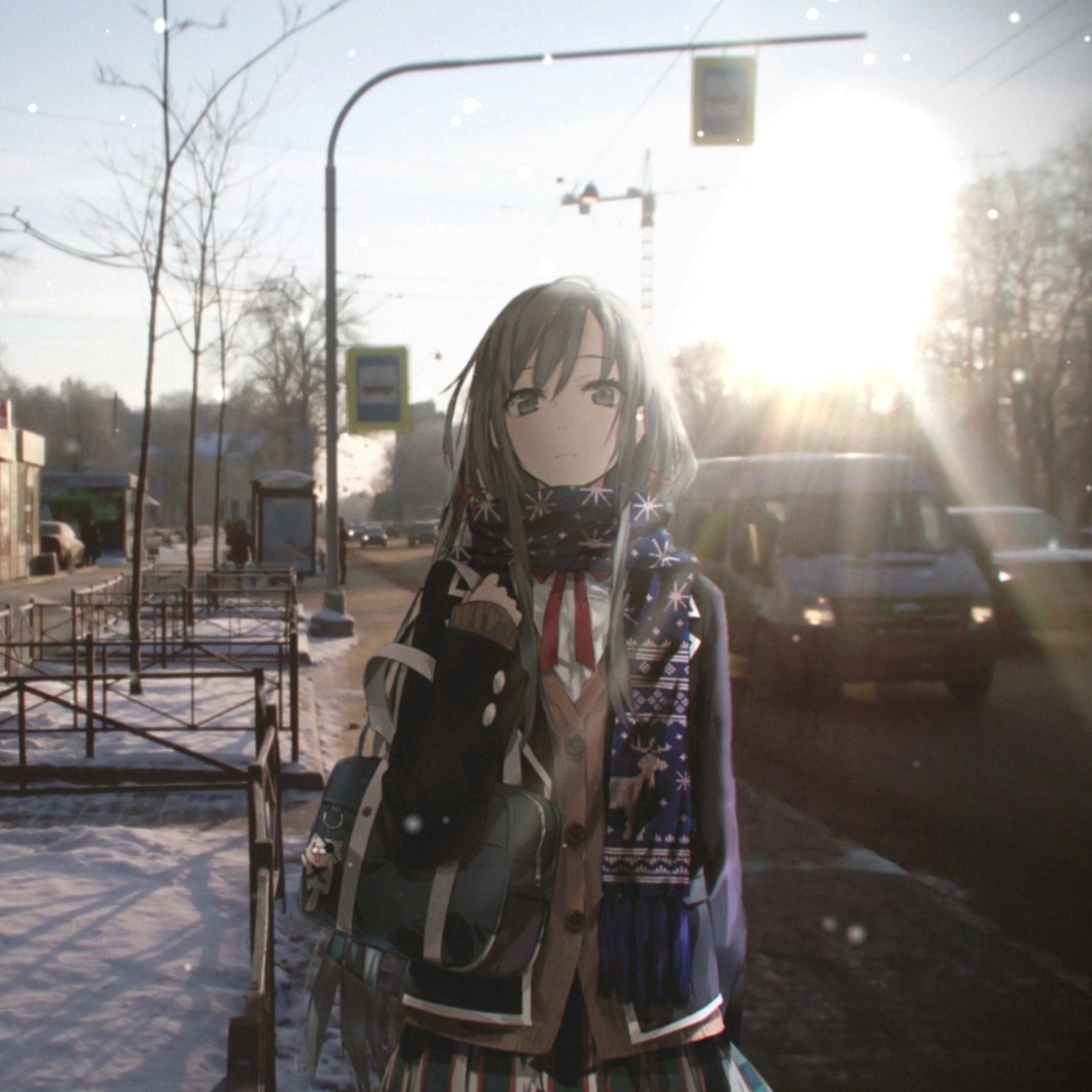 Anime Girl Snow Street City