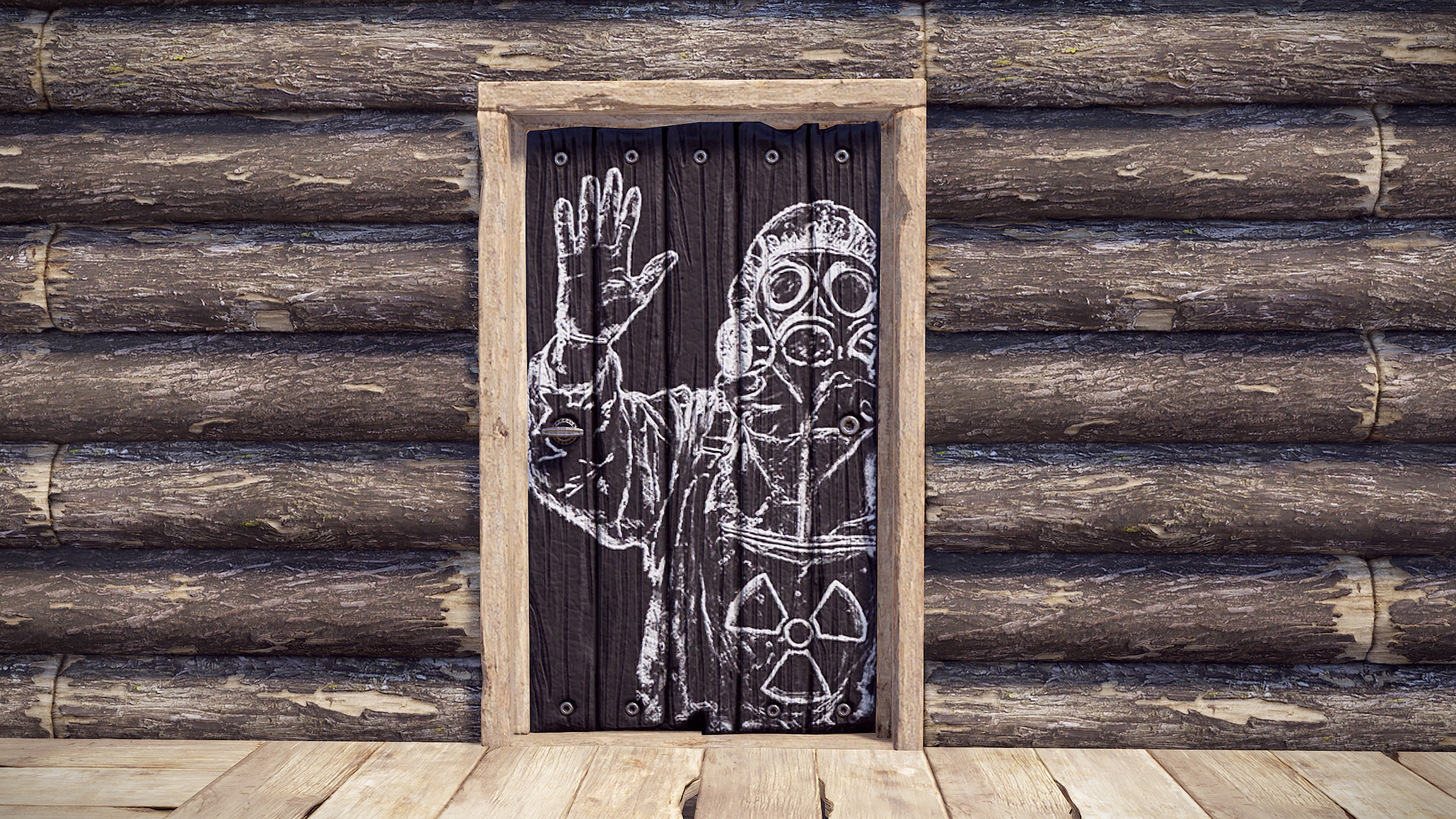 Chalk Menace Wood Door thumbnail 2