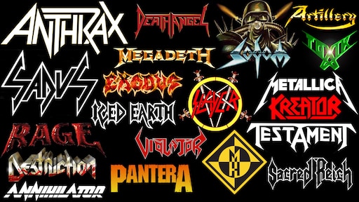 Рок группы сборники. Трэш метал 80-х 80 группы. Трэш металл. Металл рок группы. Трэш метал логотипы.