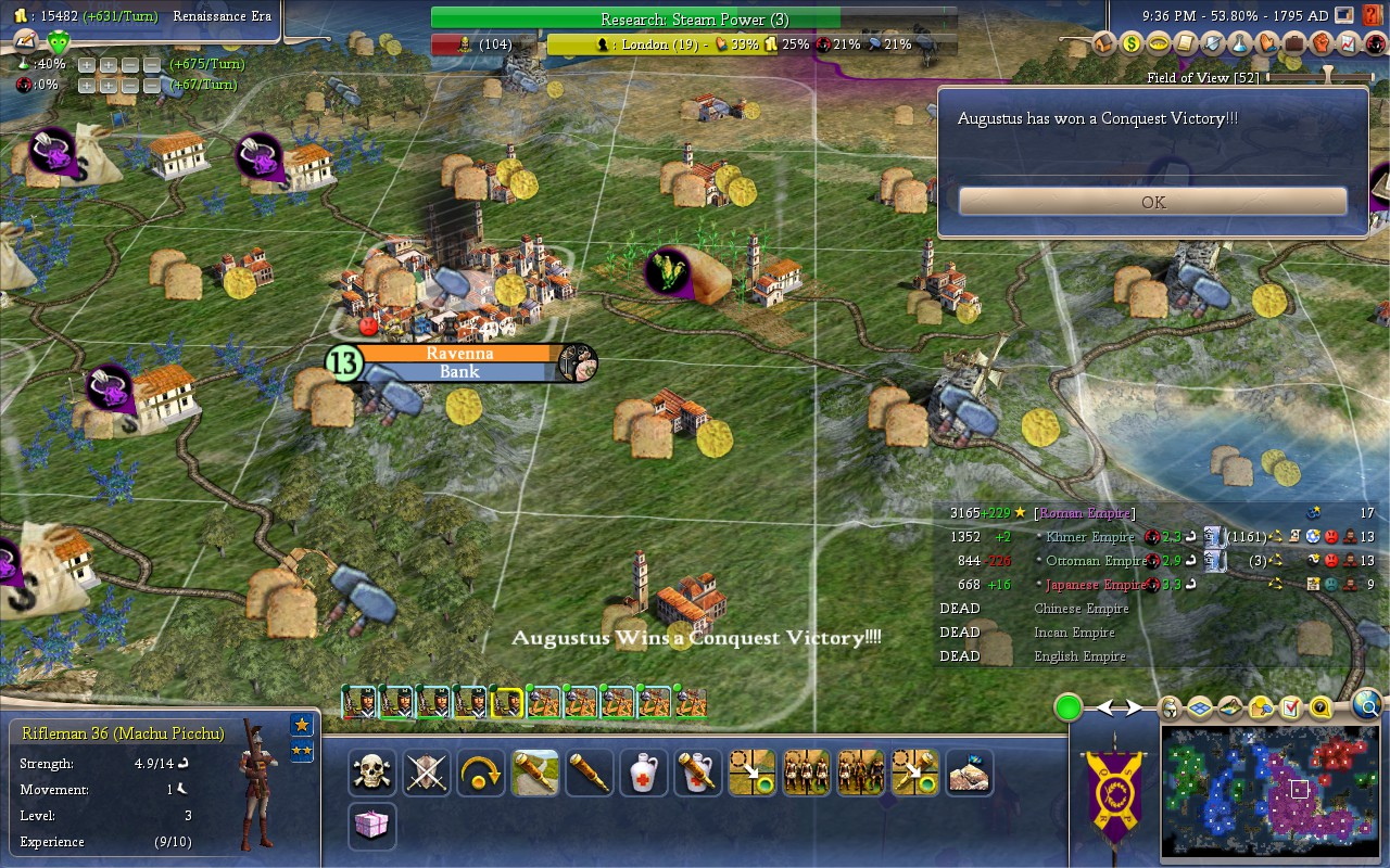 Steam Community Screenshot First Civ 4 Victory As The Romans Via Conquest Veni Vidi Vici