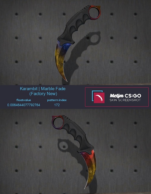 Спільнота Steam :: :: Karambit Marble Fade yellow and ice with tiny red tip...