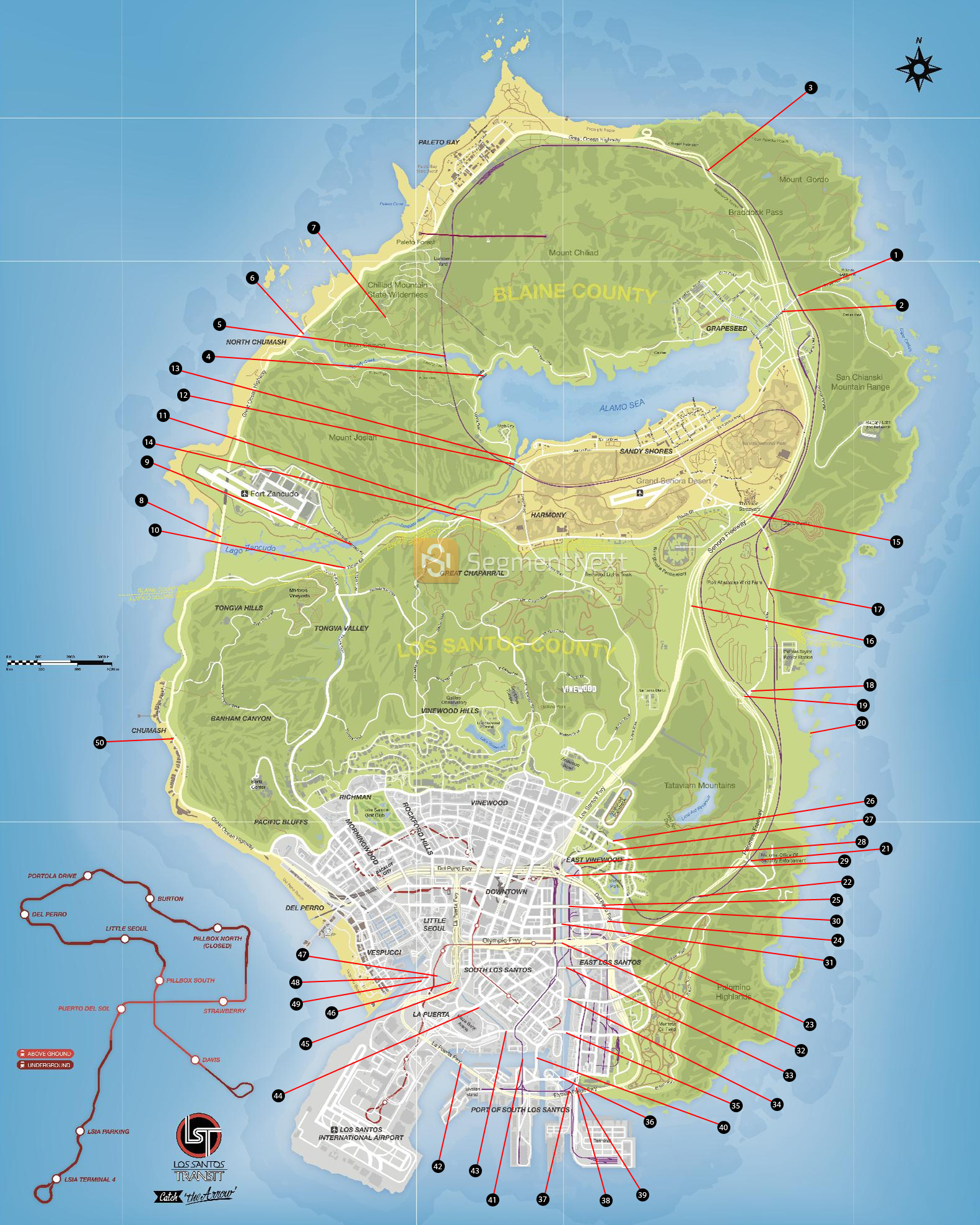 Cinco locais não marcados no mapa em GTA San Andreas 