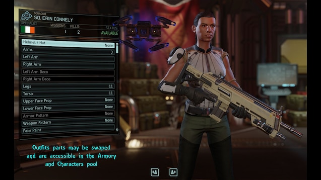 Xcom 2 Outfits, The arms are located in it's respective category with  options for Arthur's arms or XCOM arms.