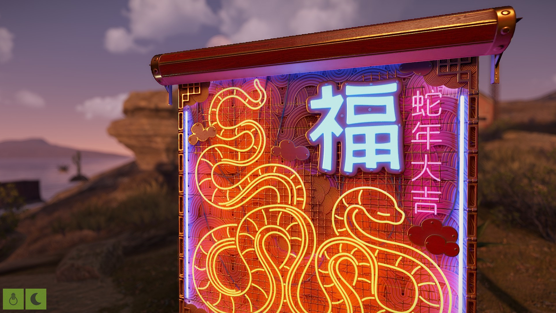 Neon Lunar Serpent Garage Door thumbnail 4