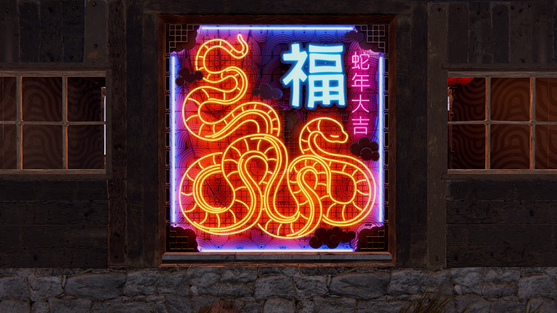 Neon Lunar Serpent Garage Door thumbnail 11