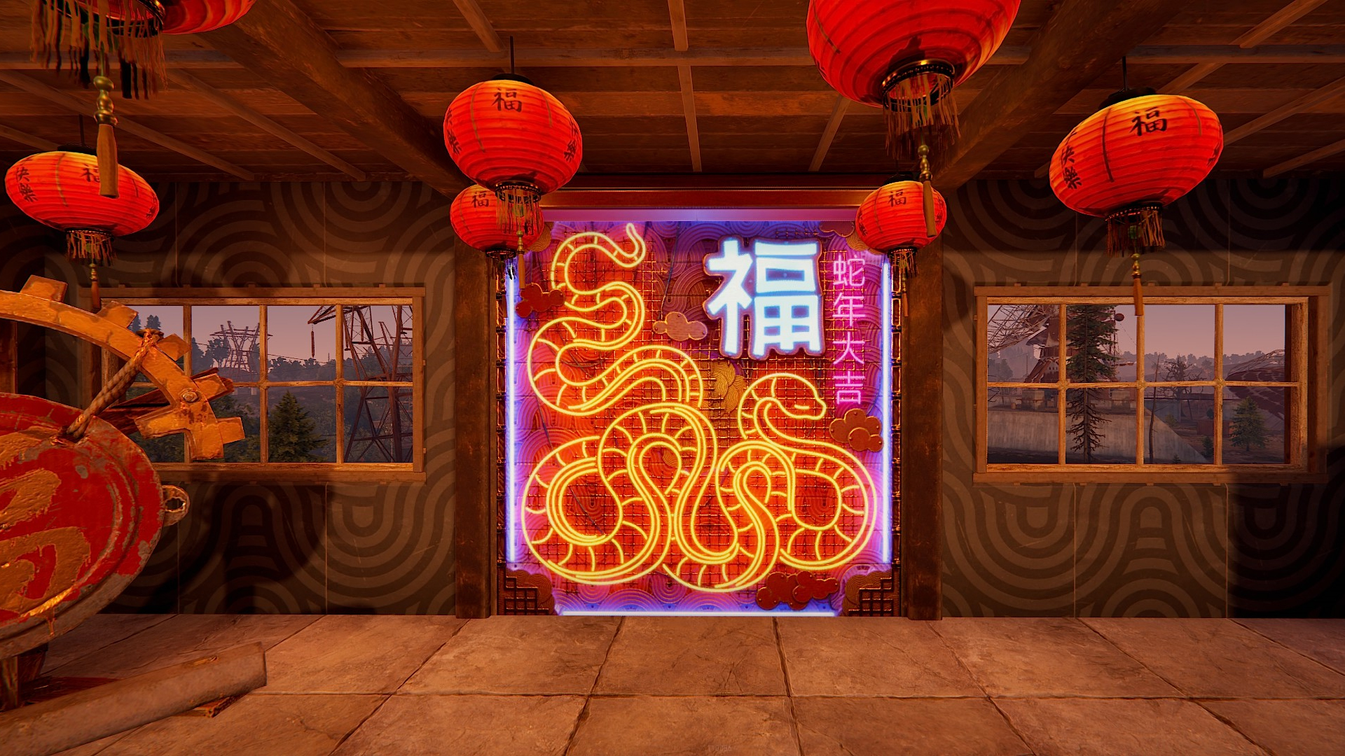 Neon Lunar Serpent Garage Door thumbnail 5