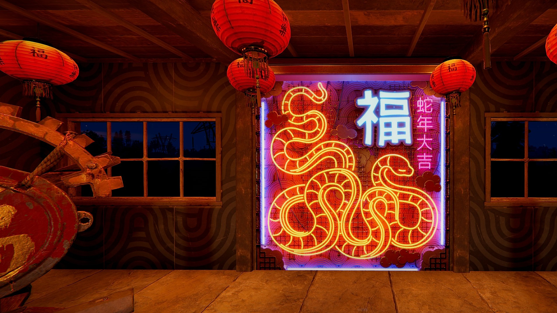 Neon Lunar Serpent Garage Door thumbnail 9