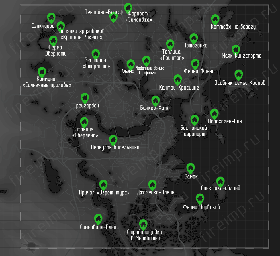 Сколько всего локаций. Фоллаут 4 карта поселений. Fallout 4 силовая броня карта интерактивная. Fallout 4 мастерские на карте. Fallout 4 верстаки на карте.
