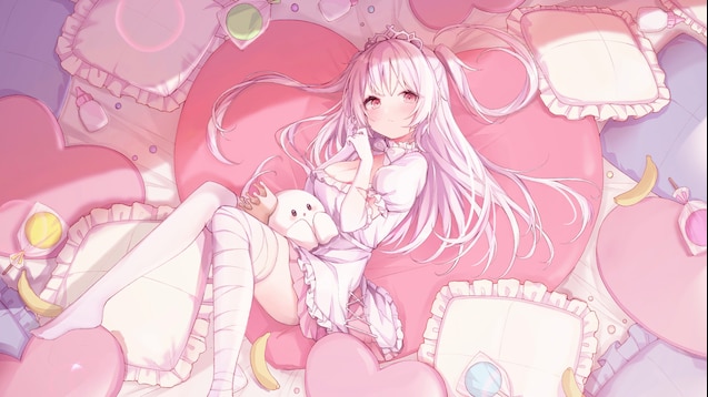 Steam Workshop::Anime Girl More_ASMR (Vtuber) on Pink Bed (60 fps) (4k)