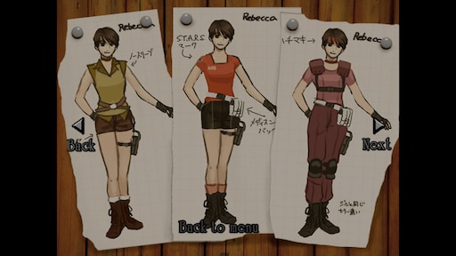 Early concept art, for Rebecca Chambers of Costume 1 (Page 1) .