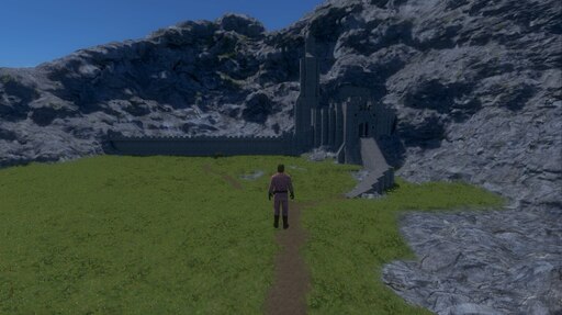 The Hornburg and the Deeping Wall, in Helm's Deep, Rohan, Middle-earth :  Minecraft