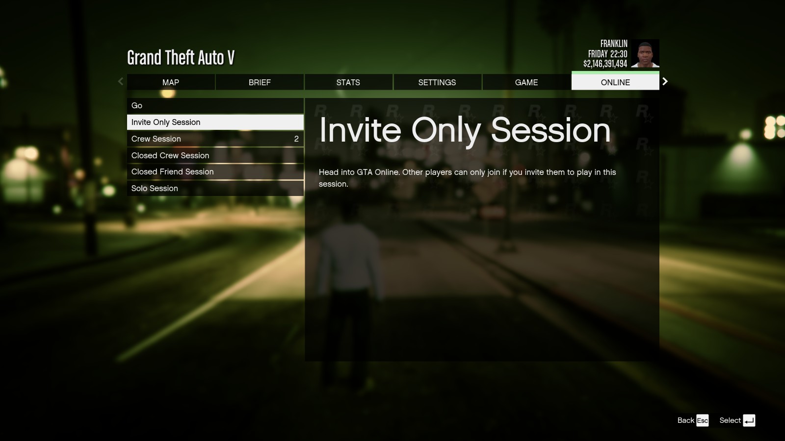 2. When you go into GTA Online, you have the option on the second menu to &...