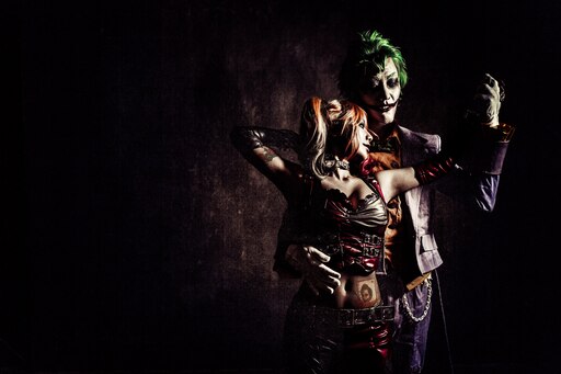 Arkham CIty> - Joker and Harley quinn. the Joker acted by Tari, Harley i...