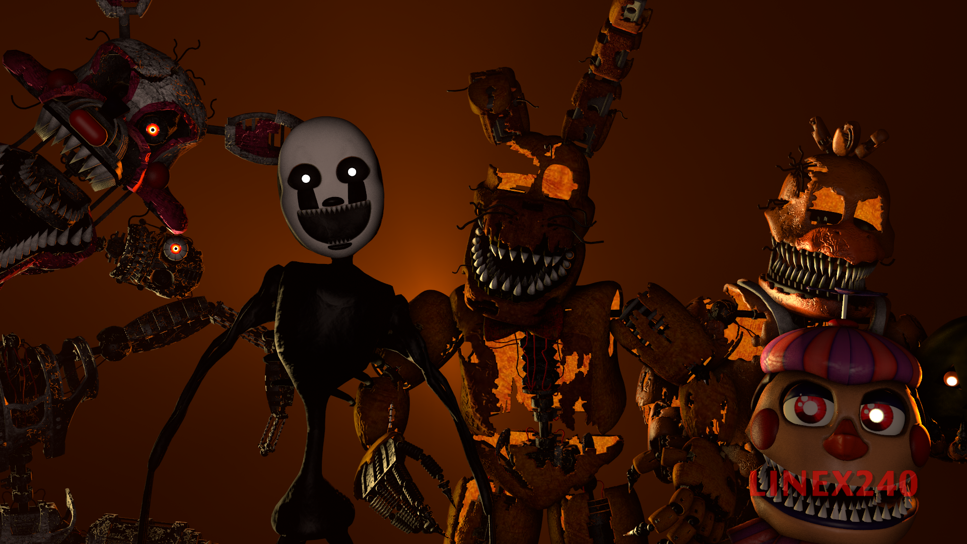 Картинки фнаф 4 кошмарные аниматроники хэллоуин