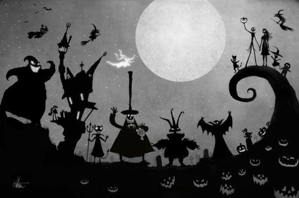 nightmare before christmas town silhouette